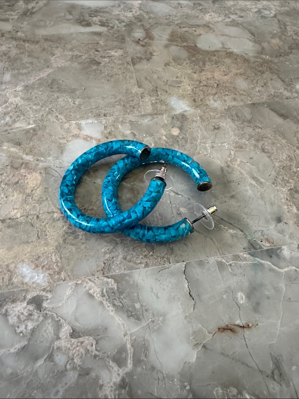 Kendra Scott Turquoise Teal Marbled Oversized Hoop Earrings